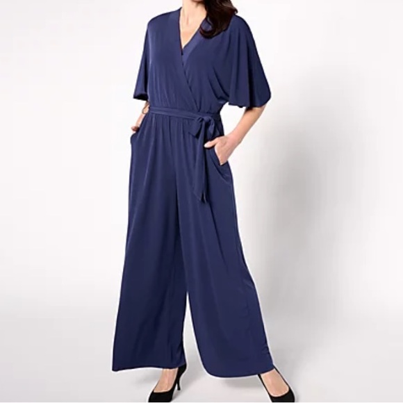 BEAUTIFUL by Lawrence Zarian The Garcelle Regular Belted Jumpsuit ~ Navy - Picture 8 of 8
